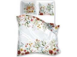 Saténové povlečení NOBILE Luční kvítí - bílé - 140x200 cm