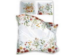Saténové povlečení NOBILE Luční kvítí - bílé - 220x200 cm