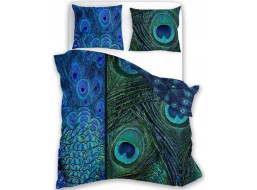 Saténové povlečení NOBILE Peacock - modré/zelené - 220x200 cm