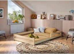 Dětská Montessori postel z masivu borovice ALICE - 200x120 cm - PŘÍRODNÍ