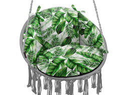 Voděodolný oboustranný polštář do závěsného křesla LUNA UP - Listy banánovníku - zelené + černá