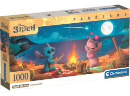 CLEMENTONI Panoramatické puzzle Lilo & Stitch: Noční táborák 1000 dílků