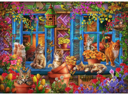 BLUEBIRD Puzzle Parapet s kočkami 500 dílků