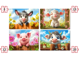 CASTORLAND Puzzle Roztomilá zvířátka 4v1 (8,12,15,20 dílků)