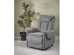 Elektrické polohovací křeslo HORTON - čalouněné látkou - popelavě šedé