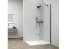 Polysan ESCA GUN METAL jednodílná sprchová zástěna k instalaci ke stěně, sklo čiré, 600 mm ES1060-11