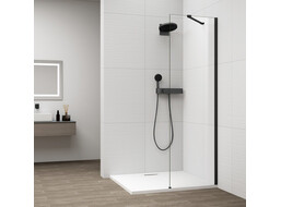 Polysan ESCA BLACK MATT jednodílná sprchová zástěna k instalaci ke stěně, sklo čiré, 500 mm ES1050-02