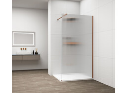 Polysan ESCA COPPER MATT jednodílná sprchová zástěna k instalaci ke stěně, sklo Flute, 1400 mm ES1314-09