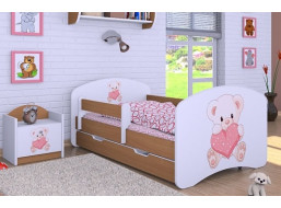 Dětská postel se šuplíkem 160x80cm MEDVÍDEK SE SRDÍČKEM