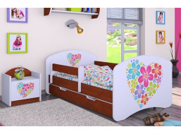 Dětská postel se šuplíkem 180x90cm KYTIČKY V SRDÍČKU