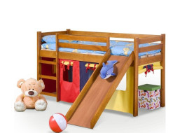 Vyvýšená dětská postel z masivu se skluzavkou 190x80cm - NELA 2 + matrace ZDARMA!