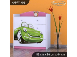 Dětská komoda ZELENÉ AUTO - TYP 6