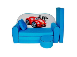 Dětská pohovka ZÁVODNÍ AUTO - světle modrá