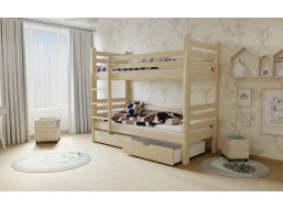 Dětská patrová postel z MASIVU 180x80cm se šuplíky - M07 bezbarvý lak