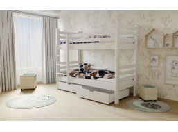 Dětská patrová postel z MASIVU 200x90cm bez šuplíku - M07 bílá