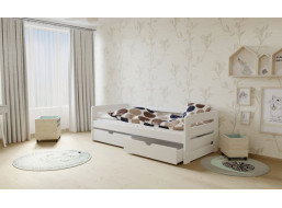 Dětská postel z MASIVU 200x80cm SE ŠUPLÍKY - bílá