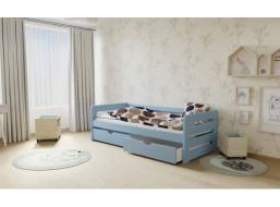 Dětská postel z MASIVU 180x80cm SE ŠUPLÍKY - M02 modrá