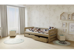 Dětská postel z MASIVU 180x80cm bez šuplíku - M02 moření dub