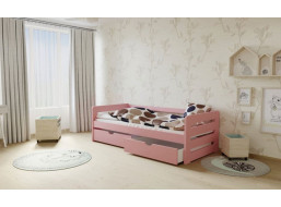 Dětská postel z MASIVU 180x80cm bez šuplíku - M02 růžová