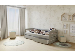 Dětská postel z MASIVU 180x80cm bez šuplíku - M02 šedá