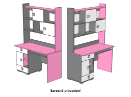 Psací stůl - PINK TYP B - barevné provedení