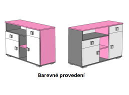 Komoda - PINK TYP B - barevné provedení