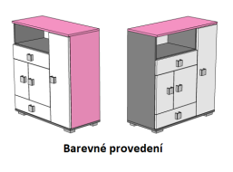 Komoda - PINK TYP D - barevné provedení