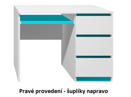 Psací stůl - CITY TYP A - pravé provedení