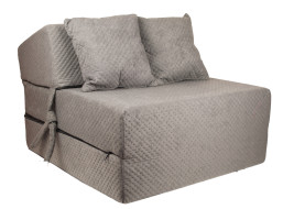 Rozkládací molitanové křeslo (matrace) - prošívané šedé