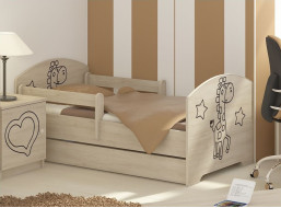 Dětská postel s výřezem ŽIRAFA - přírodní 160x80 cm