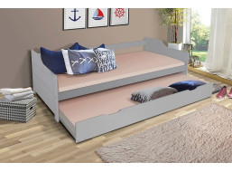 Dětská postel s výsuvnou přistýlkou z MASIVU 200x90 cm BABETA - šedá
