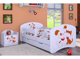 Dětská postel se šuplíkem 140x70cm PEJSEK A KOČIČKA