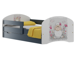 Dětská postel se šuplíky OVEČKA S KYTIČKAMI 180x90 cm