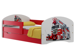 Dětská postel se šuplíky POŽÁRNICKÉ AUTO 180x90 cm