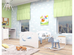 Dětská postel se šuplíkem 180x90 cm s výřezem NOČNÍ OBLOHA + matrace ZDARMA!