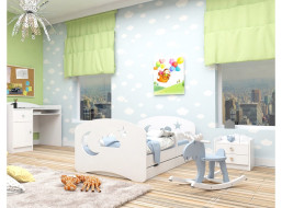 Dětská postel se šuplíkem 140x70 cm s výřezem NOČNÍ OBLOHA + matrace ZDARMA!