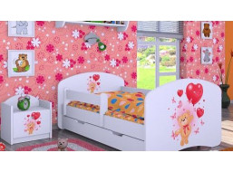 Dětská postel se šuplíkem 180x90cm MEDVÍDEK S BALONKY - bílá