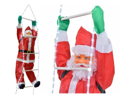 Vánoční svítící LED dekorace Santa na žebříku - 240 cm