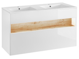 Koupelnová závěsná skříňka pod umyvadlo HAVANA bílá 120 cm s LED osvětlením