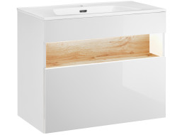 Koupelnová závěsná skříňka pod umyvadlo HAVANA bílá 80 cm s LED osvětlením