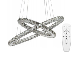 Stropní LED křišťálové svítidlo PLATON rings 30 + 50 cm - 76W - s ovladačem