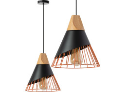 Stropní svítidlo SCANDI wire - kov/dřevo - rose gold