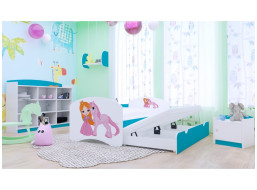 Dětská postel pro DVA (s výsuvným lůžkem) 180x90 cm - PRINCEZNA A JEDNOROŽEC