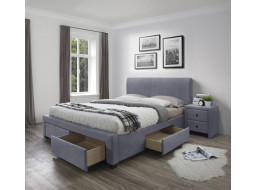 Postel z masivu MODA 3 200x160 cm se šuplíky - velvet čalouněná - šedá