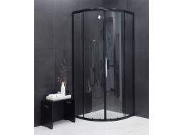 Sprchový kout MAXMAX MEXEN RIO transparent - čtvrtkruh 80x80 cm - BLACK, 863-080-080-70-00