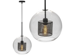 Stropní svítidlo BLACK MESH 30 cm - kov/sklo - černé