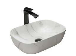 Keramické umyvadlo MAXMAX Rea BELINDA MARBLE - světle šedé - imitace mramoru