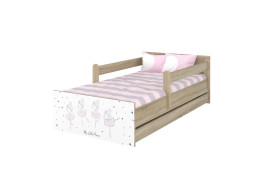 Dětská postel MAX - 160x80 cm - RŮŽOVÁ BALETKA - dub sonoma