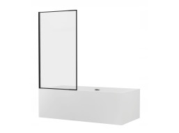 Vanová zástěna MEXEN ALEX - pevná - 80x140 cm - černá - čiré sklo, 893-080-000-70-70