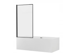 Vanová zástěna MEXEN ALEX - s kloubem - 80x140 cm - černá - čiré sklo, 893-080-001-70-70